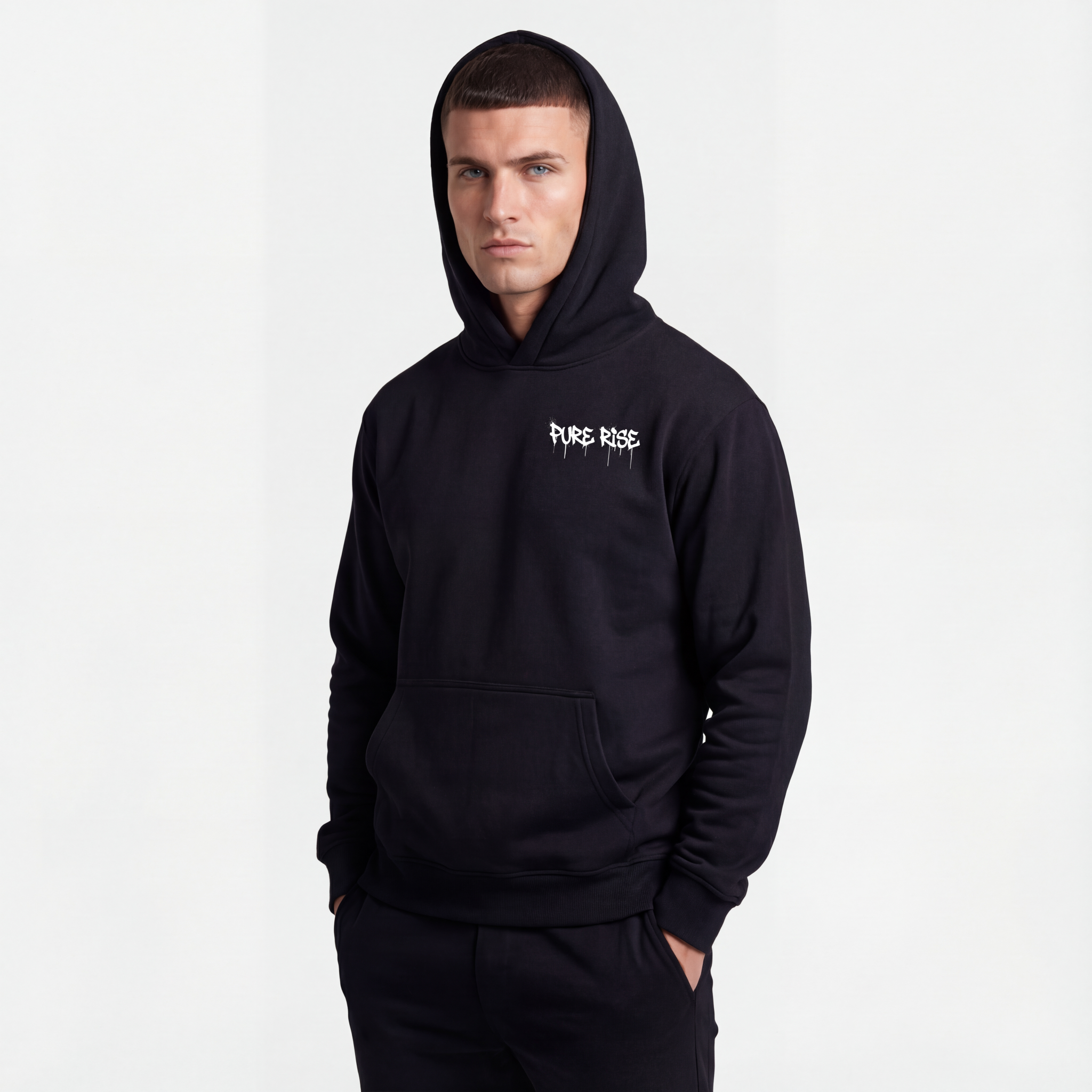 Schwarzer UPRIZN Oversize Hoodie – Kapuze
